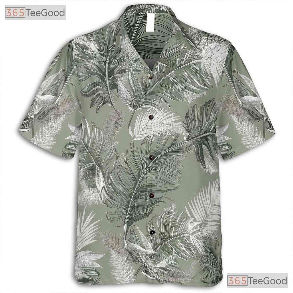 Minimalist Tropical Leaf Hawaiian Shirt - Stylish Unisex Tee