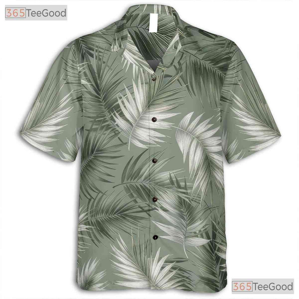 Sage Green Palm Trees Hawaiian Shirt - Adult Summer Beachwear