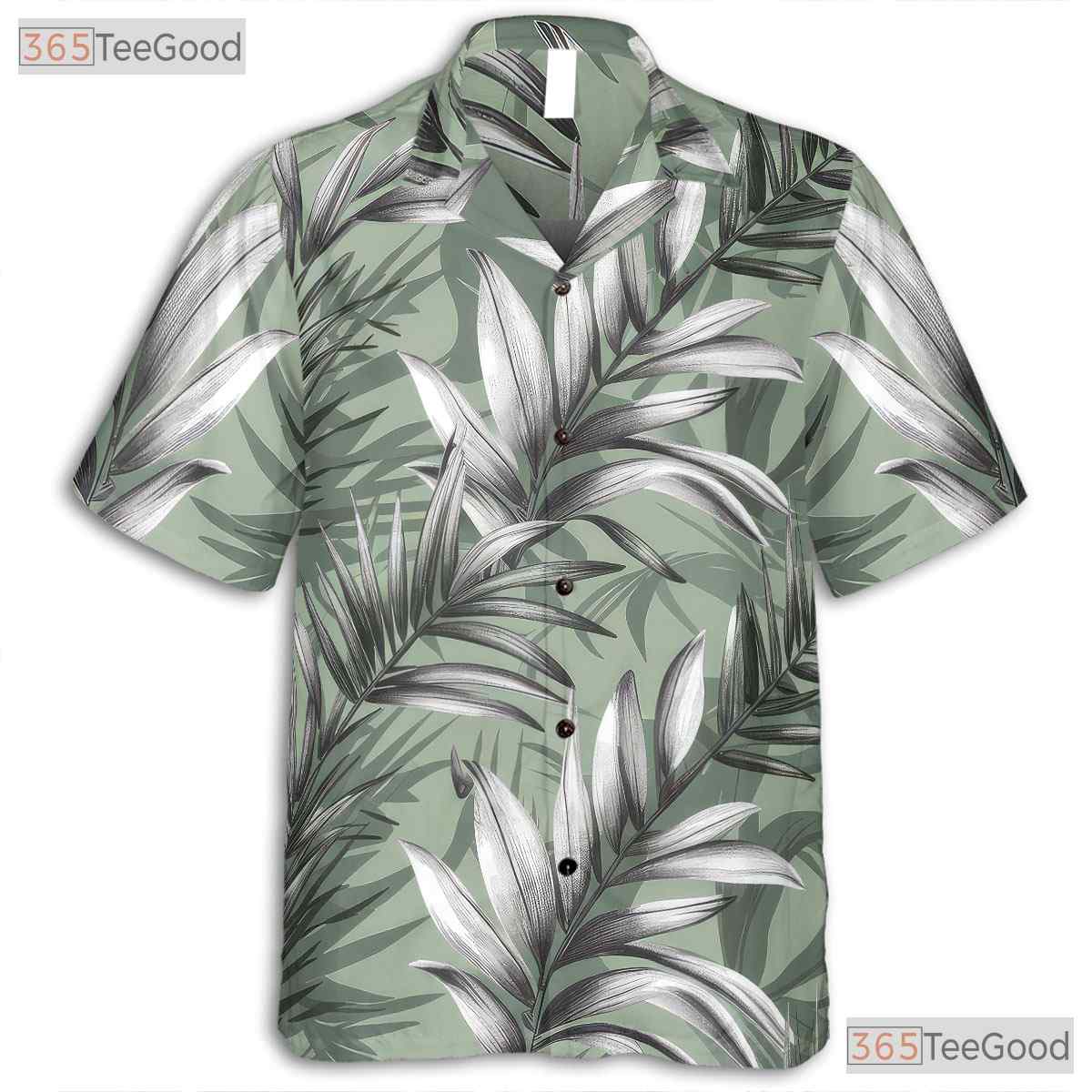 Short Sleeve Green Palm Hawaiian Shirt - Unisex Tropical Tee