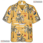 Green Foliage Palm Midnight Hawaiian Tee - Tropical Aloha Shirt Men