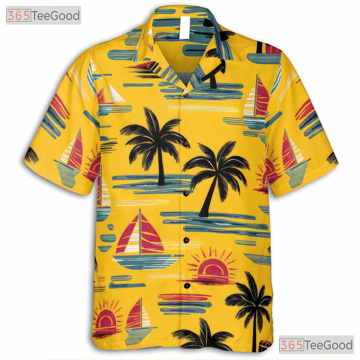 Beach Sailboat Island Hawaiian Shirt - Unisex Casual Aloha Tee