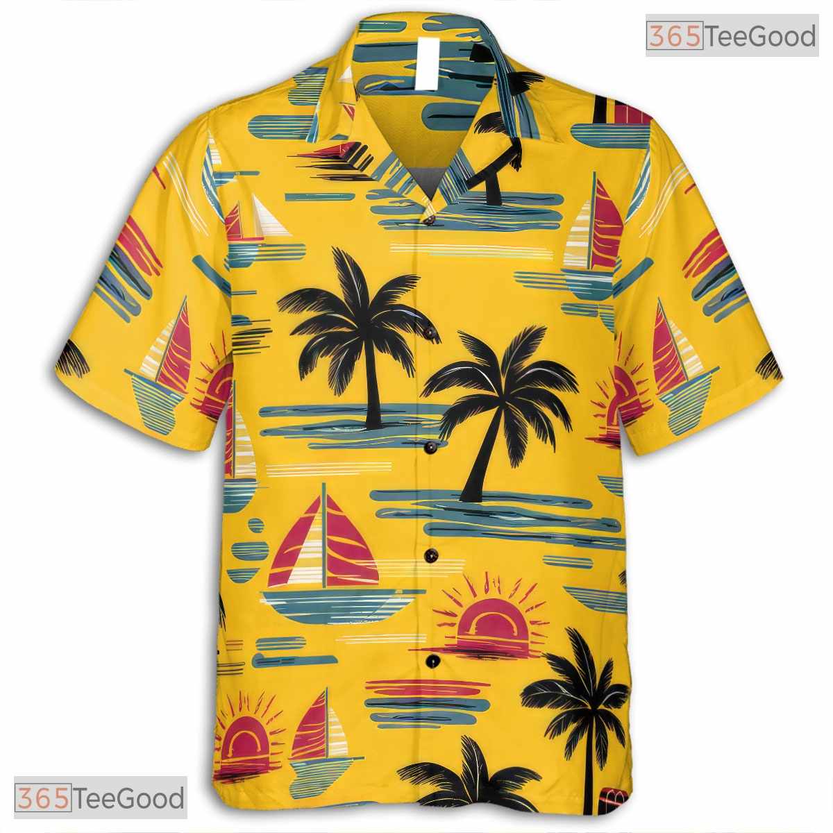 Midnight Palm Seamless Hawaiian Tee - Tropical Aloha Leaf Print Adults