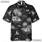 Black & White Tropical Hawaiian Shirt - Vintage Adult Aloha Tee