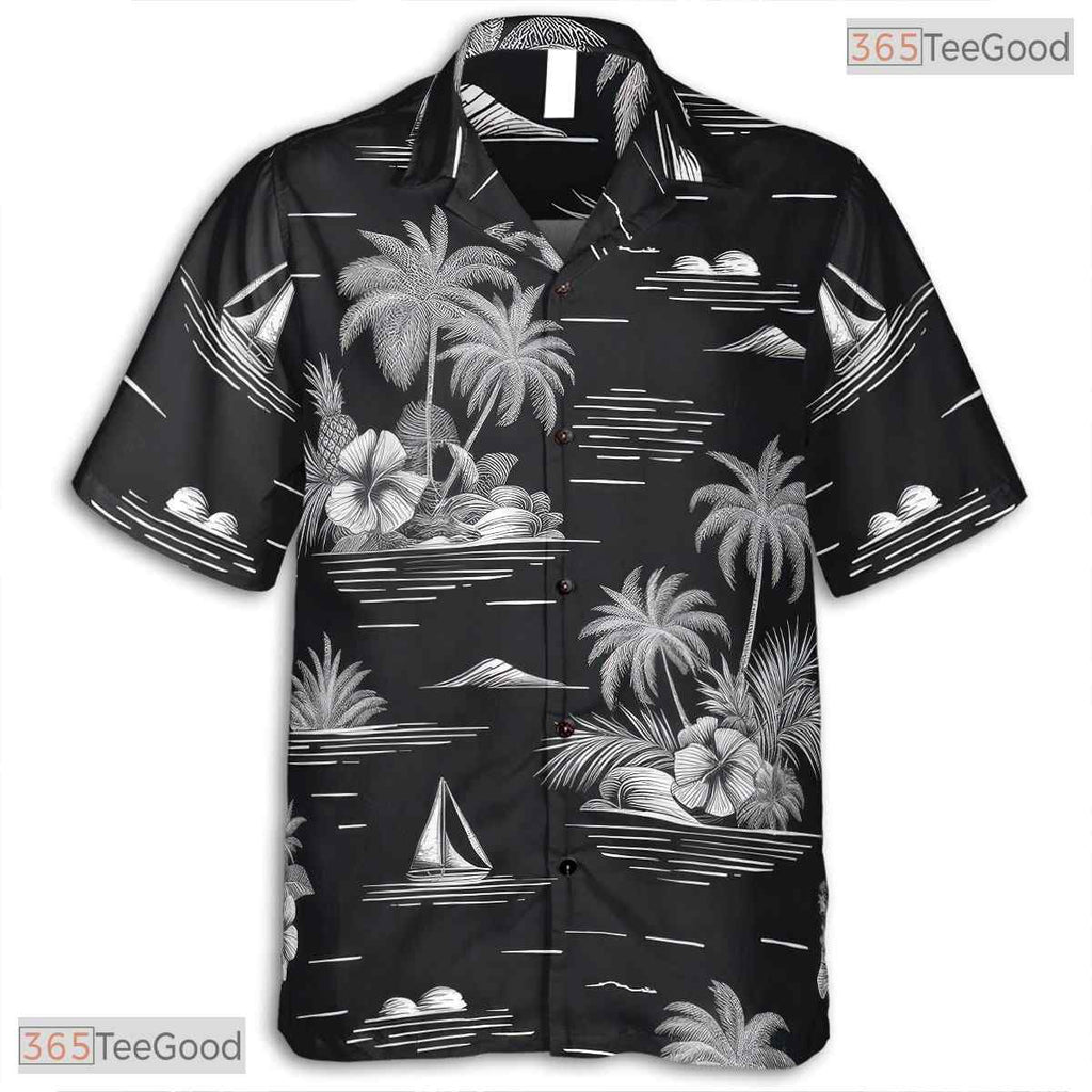Exotic Palm Midnight Hawaiian Shirt - Green Foliage Aloha Wear Unisex
