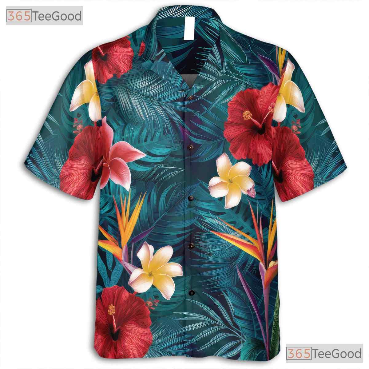 Vibrant Floral Hawaiian Shirt - Adult Short Sleeve Aloha Tee