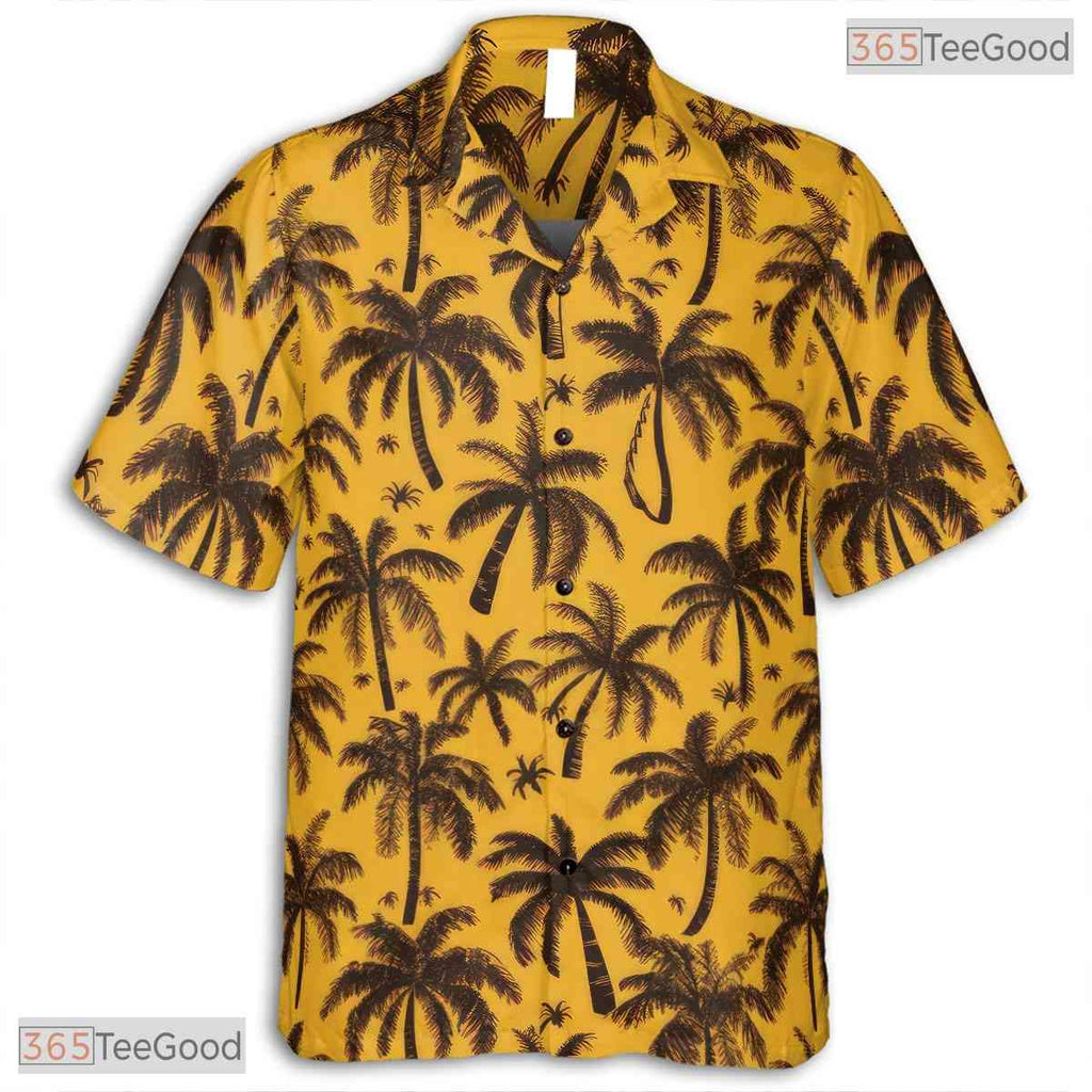 Palm Leaves & Hibiscus Hawaiian Shirt - Tropical Beach Party Women