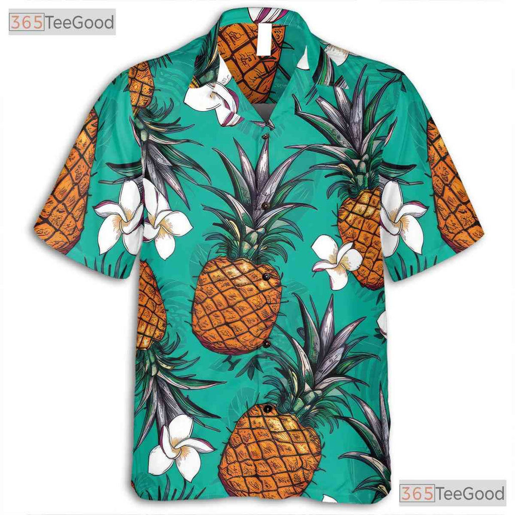 Pineapple Floral Hawaiian Shirt - Women's Aloha Short Sleeve Tee