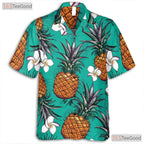 Pineapple Floral Hawaiian Shirt - Women's Aloha Short Sleeve Tee