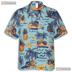 Tropical Paradise Hawaiian Shirt - Sky Blue Unisex Vacation Tee