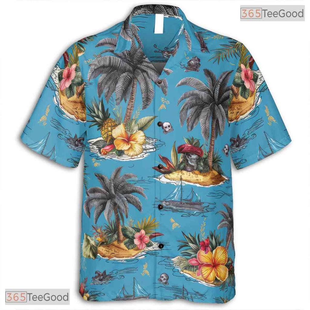 Soft Pastel Palm Leaves Hawaiian Tee - Tropical Minimalist Style Adults
