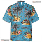 Soft Pastel Palm Leaves Hawaiian Tee - Tropical Minimalist Style Adults