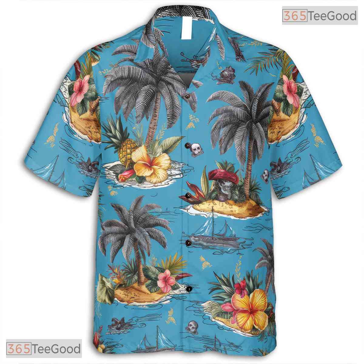 Soft Pastel Palm Leaves Hawaiian Tee - Tropical Minimalist Style Adults