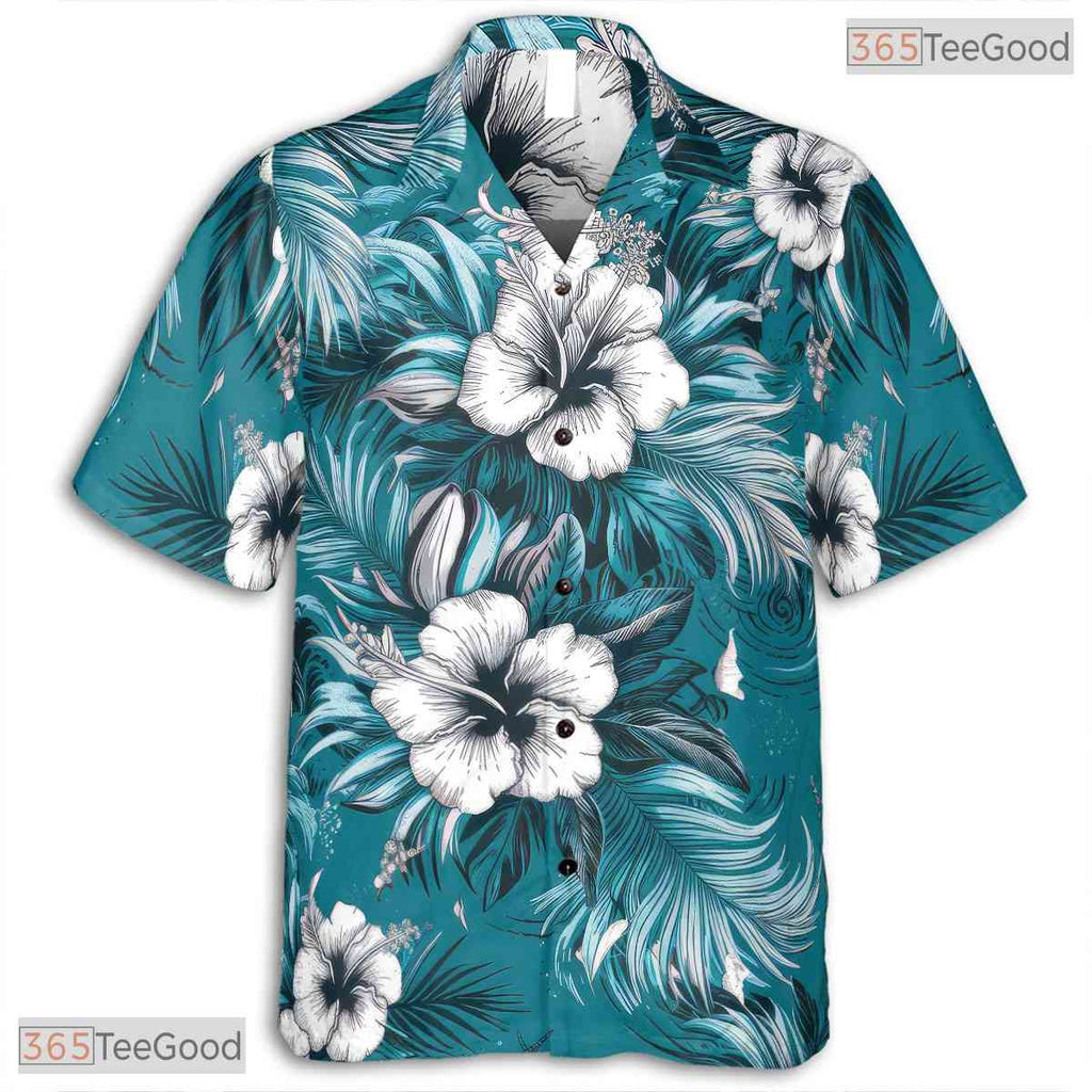 Minimalist Tropical Hawaiian Shirt - Soft Pastel Botanical Beach Men