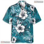 Minimalist Tropical Hawaiian Shirt - Soft Pastel Botanical Beach Men