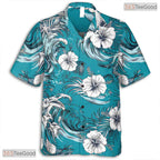 Light Pastel Palm Hawaiian Tee - Tropical Botanical Aloha Outfit Women