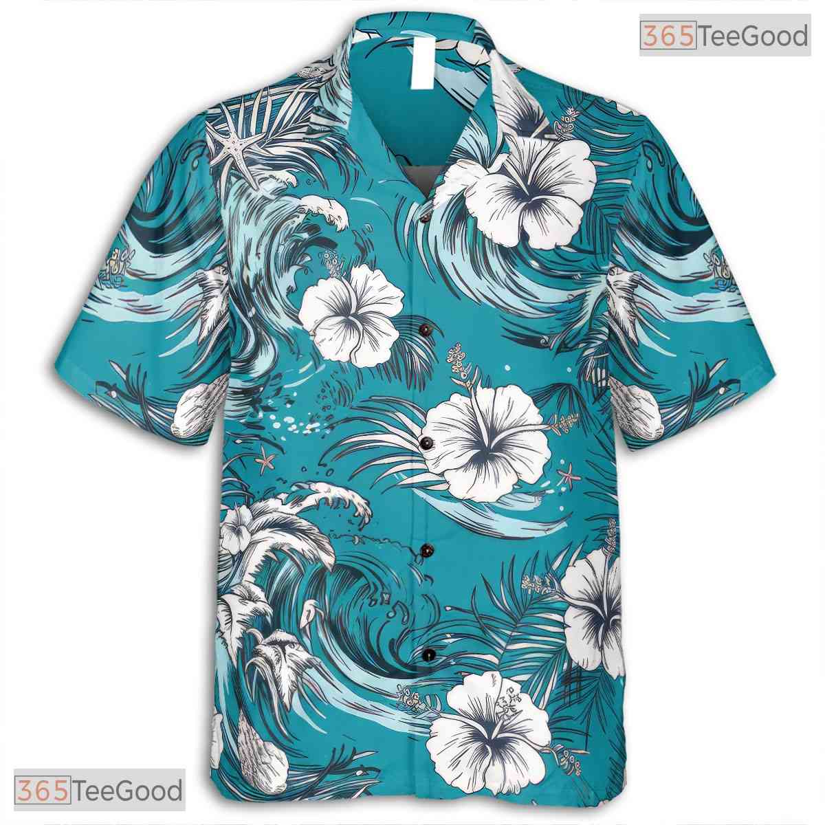 Light Pastel Palm Hawaiian Tee - Tropical Botanical Aloha Outfit Women