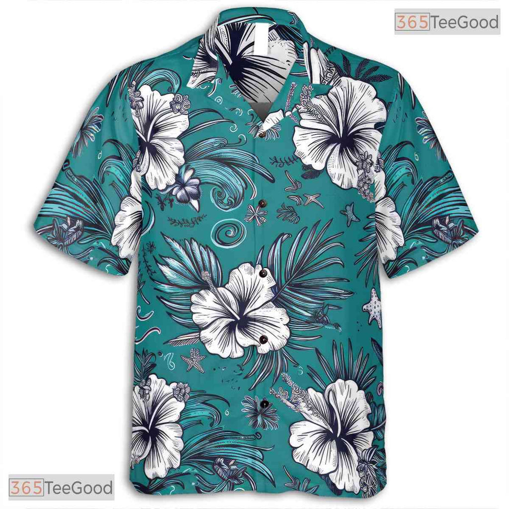 Tropical Botanical Hawaiian Shirt - Soft Pastel Palm Minimalist Unisex