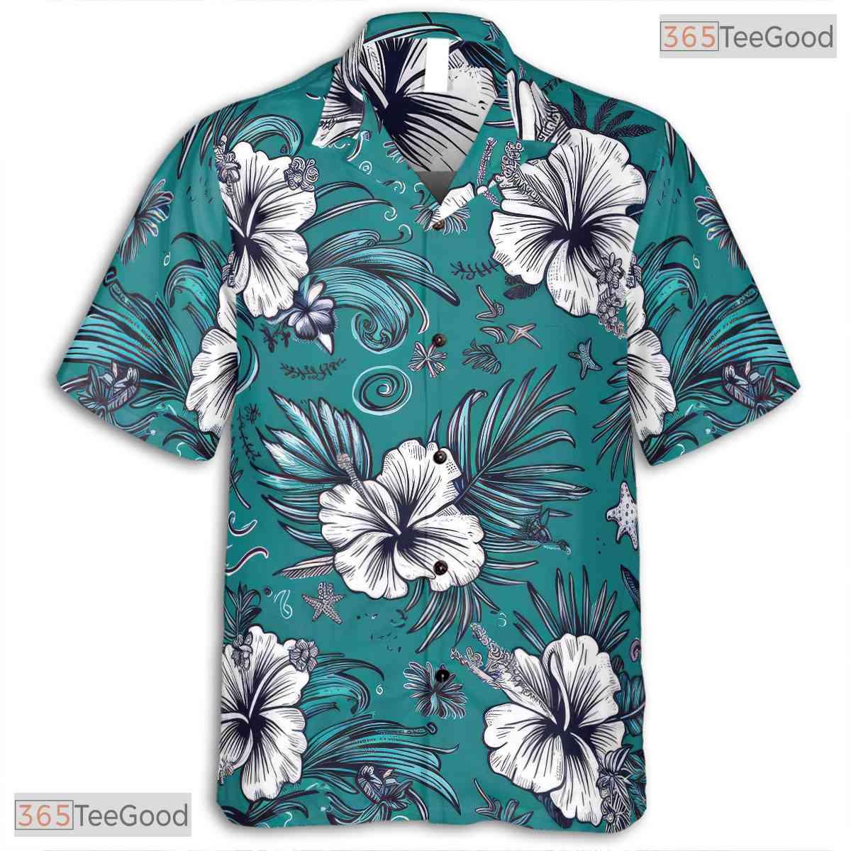 Tropical Botanical Hawaiian Shirt - Soft Pastel Palm Minimalist Unisex