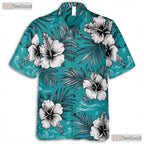 Turquoise Aloha Hawaiian Shirt - Adult Hibiscus Palm Beach Outfit