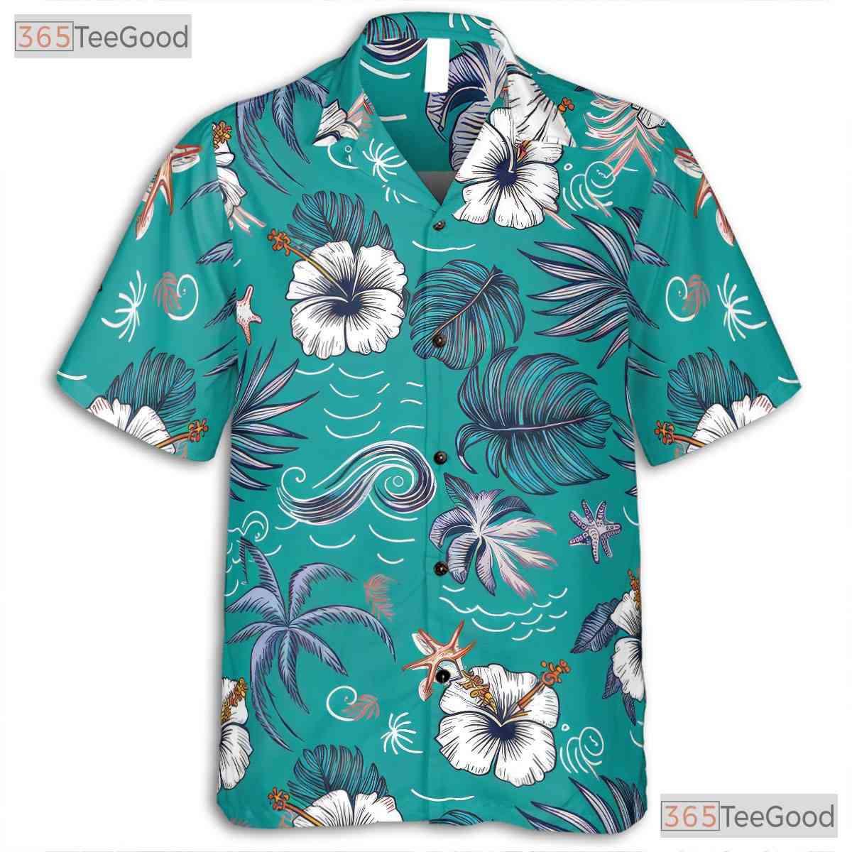 Vibrant Palm Hibiscus Hawaiian Shirt - Unisex Summer Beach Tee