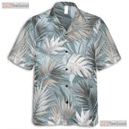 Tropical Palm Leaf Hawaiian Shirt - Stylish Blue Men's Beach Tee