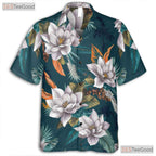 Teal Floral Hawaiian Shirt - Unisex Tropical Beachwear Outfit
