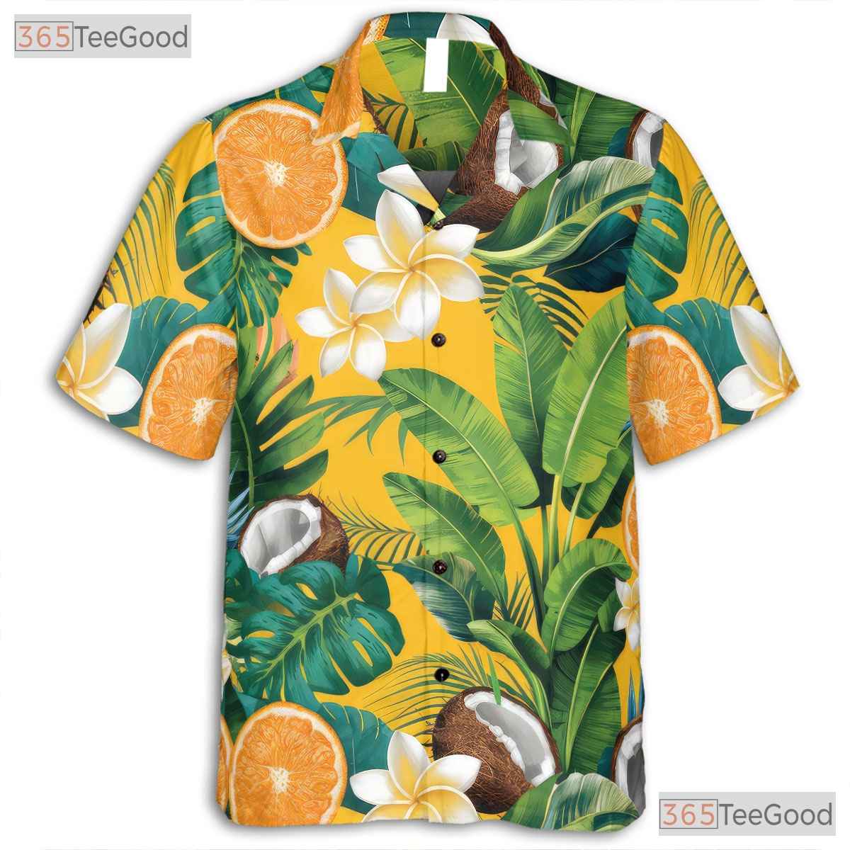 Yellow Citrus Coconut Hawaiian Shirt - Unisex Aloha Vacation Tee