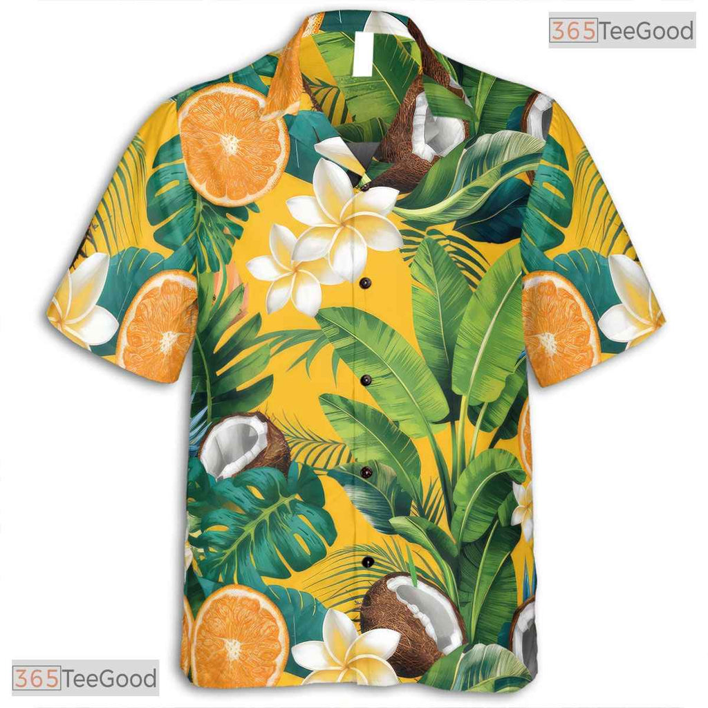 Tropical Fruit Floral Hawaiian Tee - Bold Black Jungle Aloha For Men