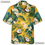 Citrus Coconut Print Hawaiian Shirt - Unisex Tropical Beach Tee