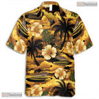 Tropical Red Sunset Hawaiian Tee - Palm Island Getaway Vacation Wear
