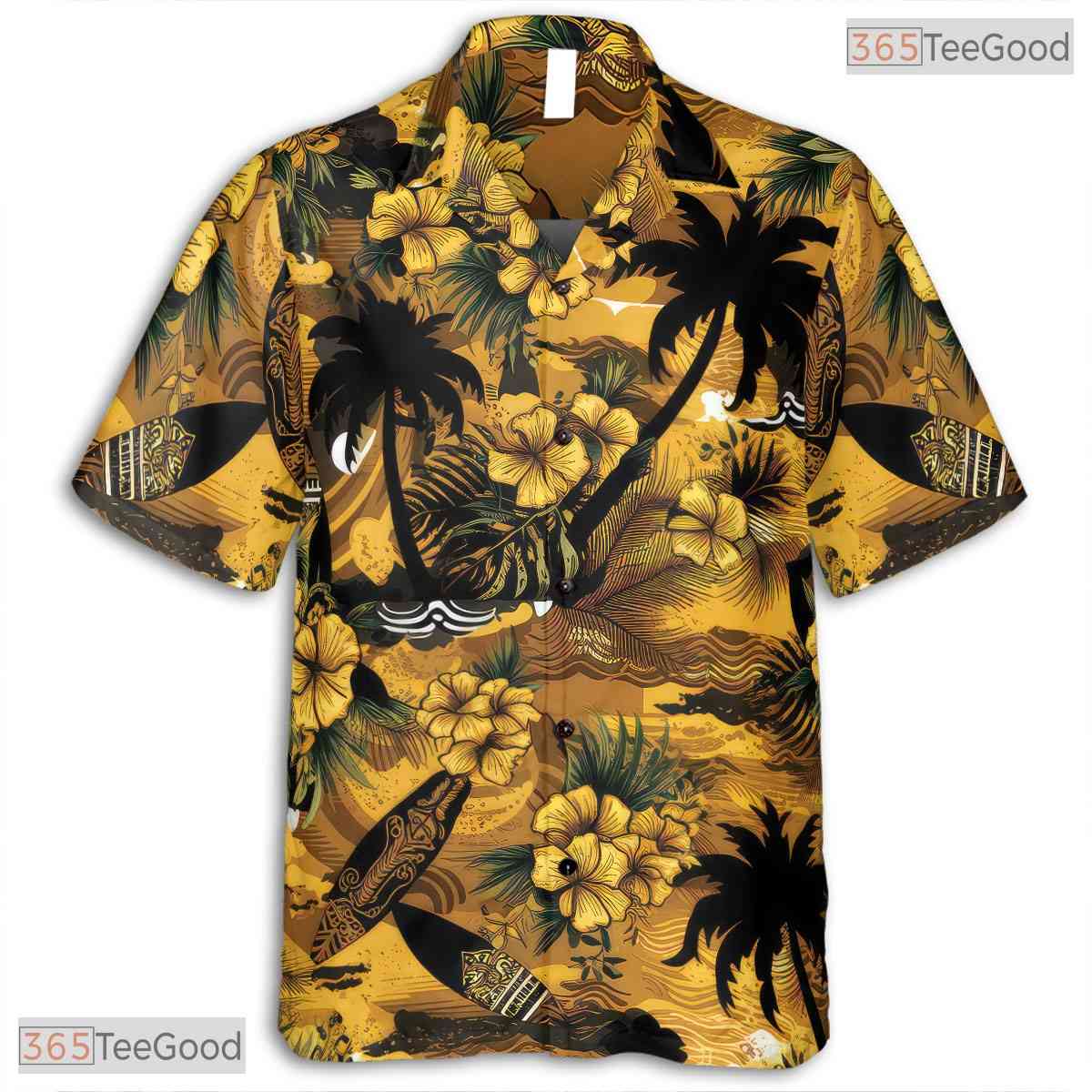 Red Palm Island Hawaiian Shirt - Tropical Sunset Beach Resort Outfit