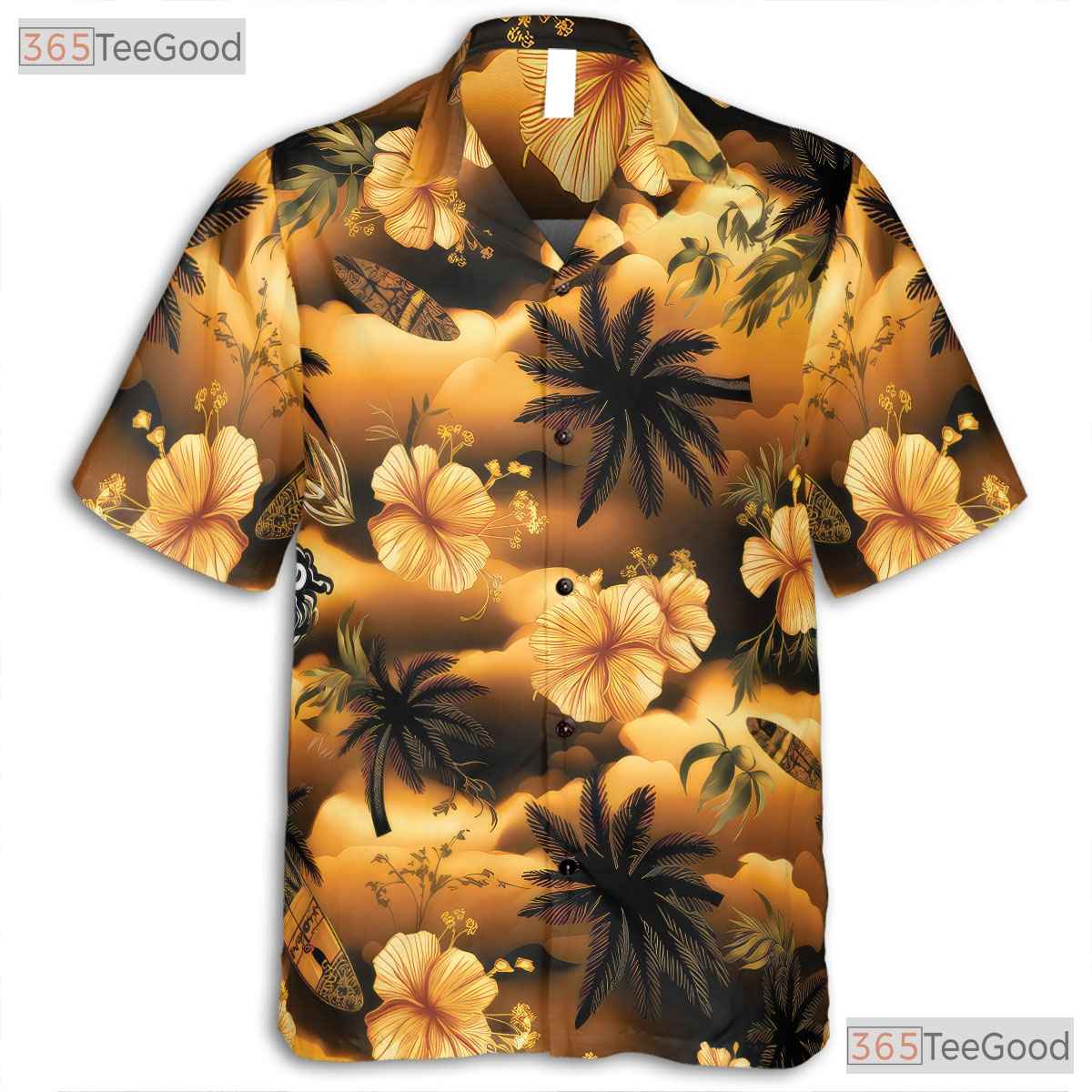 Casual Beach Button Down Hawaiian Shirt - Adult Short Sleeve Tee