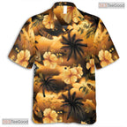 Sunset Red Palm Hawaiian Tee - Tropical Island Vacation Resort Adults