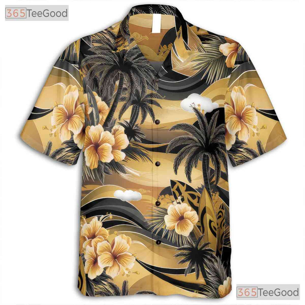 Short Sleeve Button Down Hawaiian Shirt - Men's Vacation Beachwear