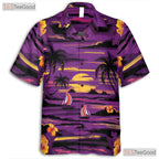 Purple Sunset Tropical Hawaiian Tee - Beach Sailboat Island Unisex