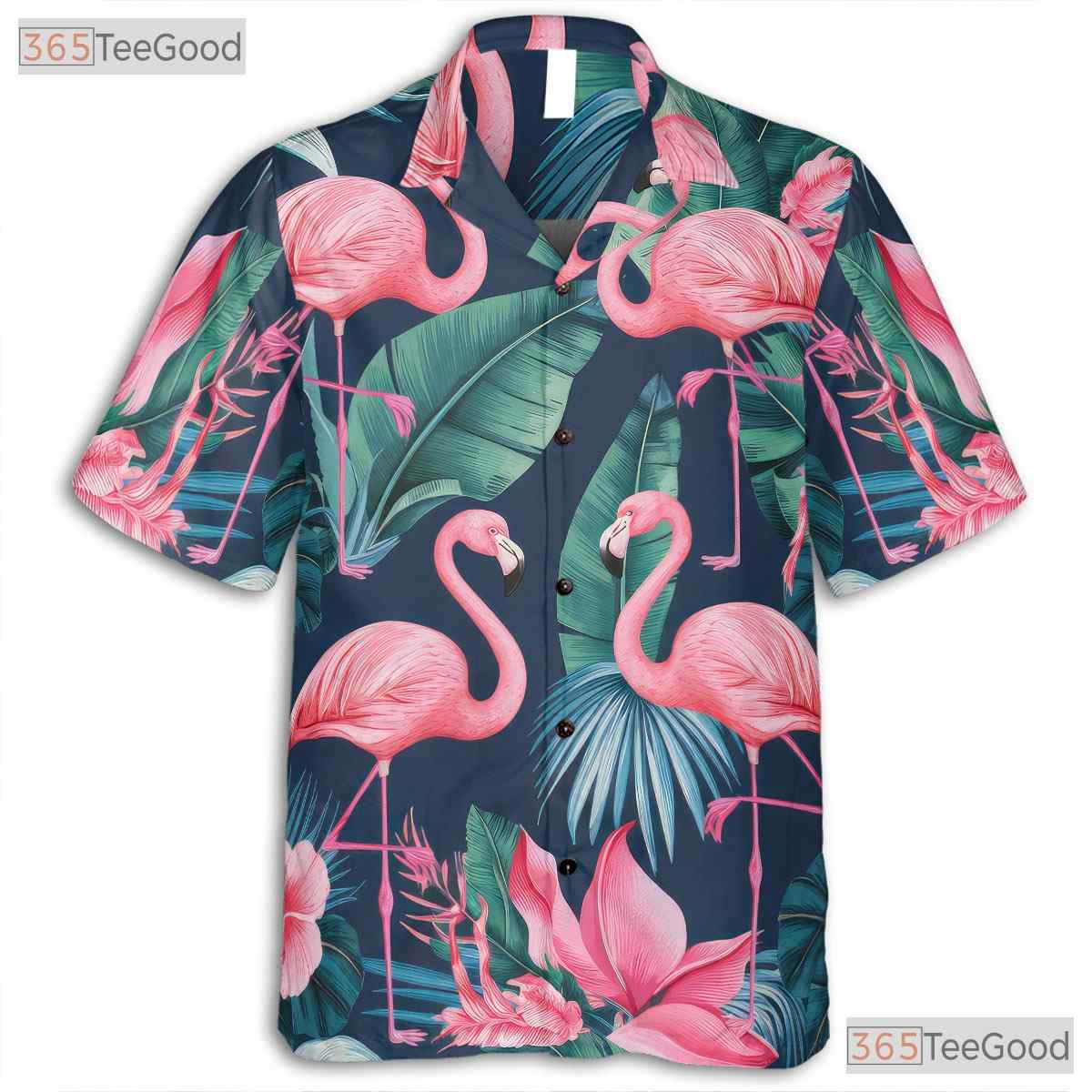 Flamingo Paradise Hawaiian Tee - Exotic Palm & Ocean Vibes for Adults