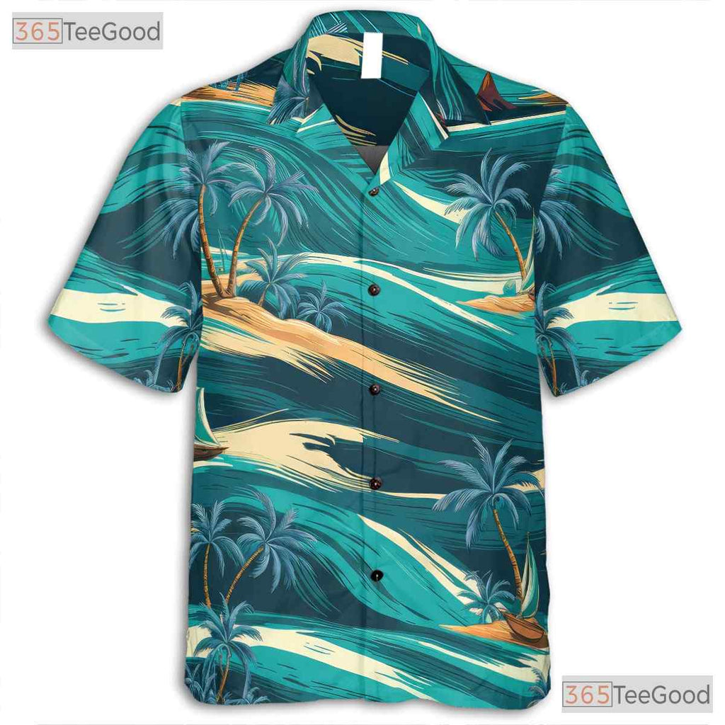 Tropical Palm Ocean Hawaiian Shirt - Vacation Aloha Style for Men & Women