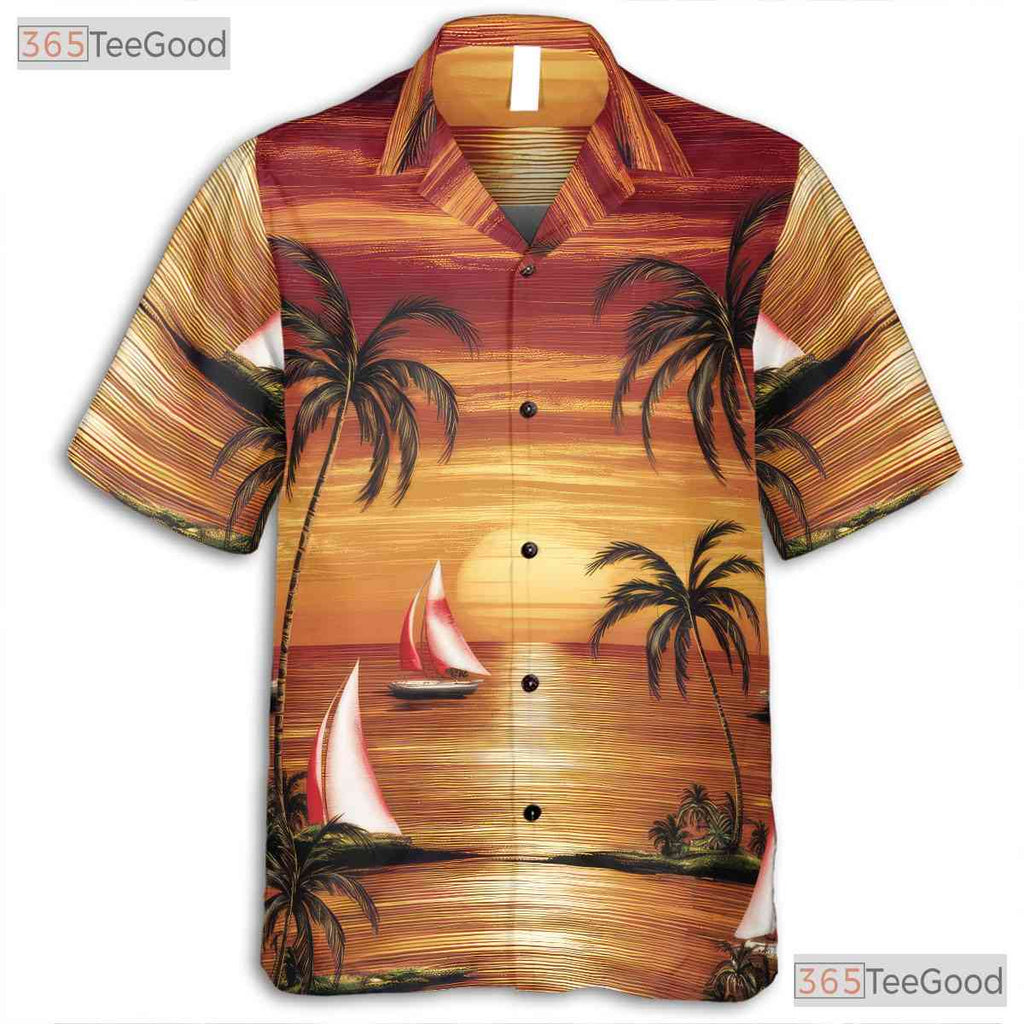 Retro Bahamas Hawaiian Shirt - Sunset Waves & Aloha Vacation Print Men
