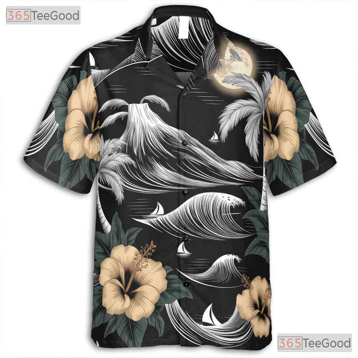 Vintage Green Palm Hawaiian Shirt - Tropical Ocean Island Style Men