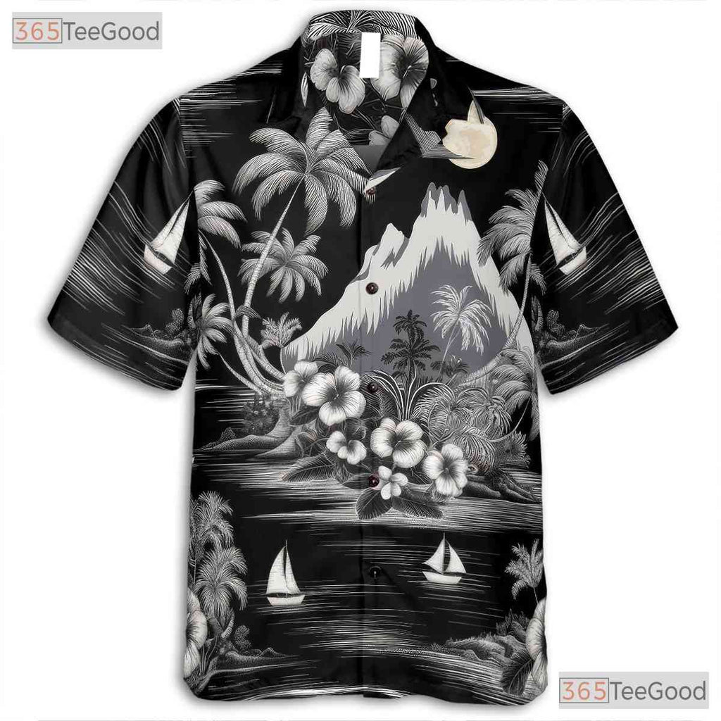 Green Retro Hawaiian Tee - Hibiscus Flower Beach Vacation Gift Women