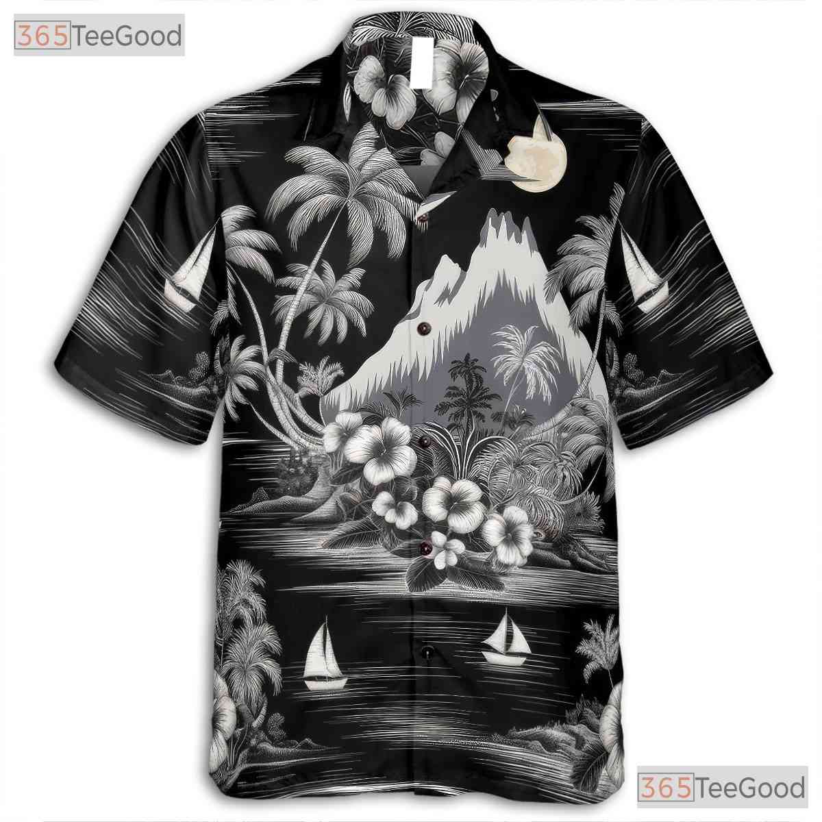Green Retro Hawaiian Tee - Hibiscus Flower Beach Vacation Gift Women