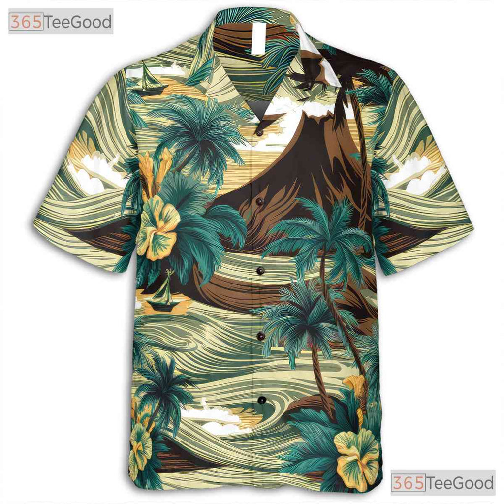 Pink Sunset Hawaiian Shirt - Tropical Twilight Palm Ocean View Unisex