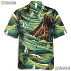 Tropical Sunset Hawaiian Tee - Palm Trees & Waves Summer Vibes Adults