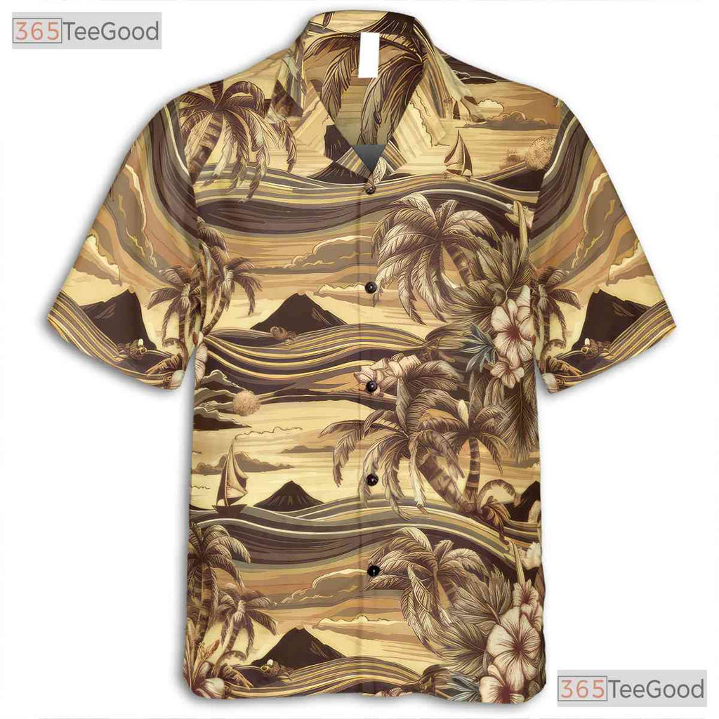 Vintage Palm Tree Sunset Hawaiian Shirt - Aloha Beach Gift for Adults