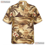 Blue Ocean Hawaiian Tee - Palm Tree Tropical Aloha Floral Print Unisex
