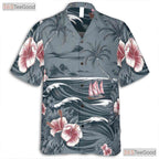 Gray Aloha Hawaiian Tee - Palm Trees Hibiscus Island Gift for Unisex