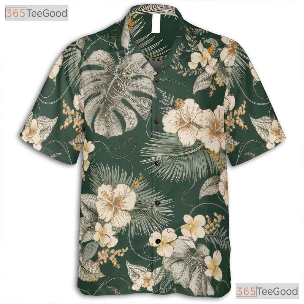Tropical Jungle Monstera Hawaiian Tee - Green Leaf Aloha Vacation Adults