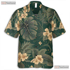 Unisex Tropical Hawaiian Tee - Green Monstera Leaf & Jungle Floral Women