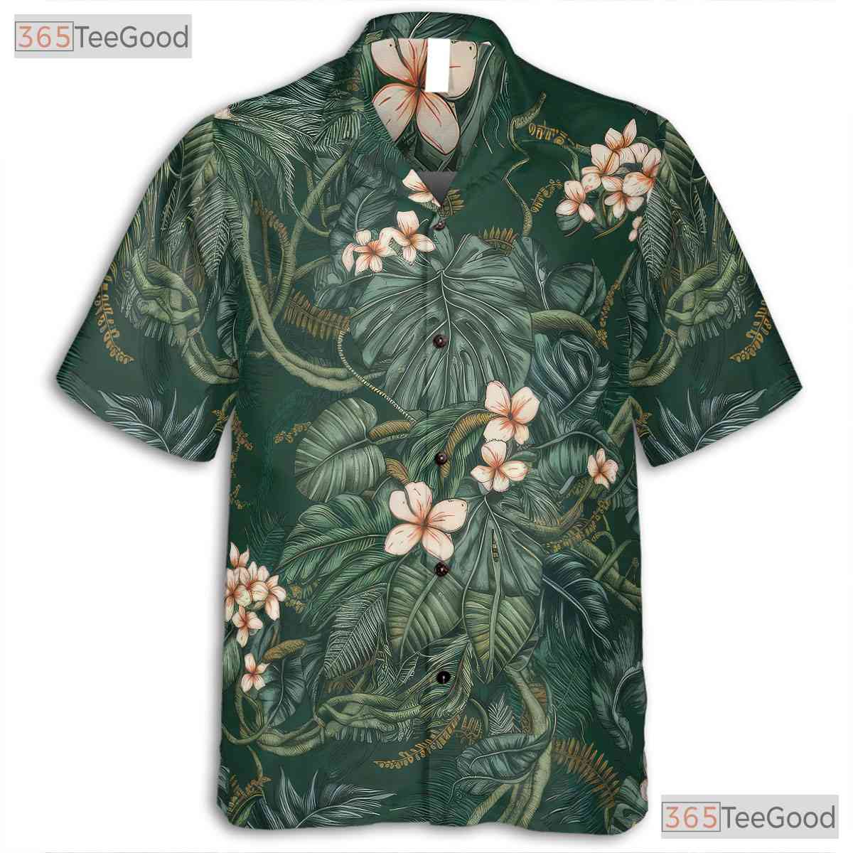 Green Aloha Monstera Leaf Hawaiian Shirt - Jungle Tropical Beachwear Adults