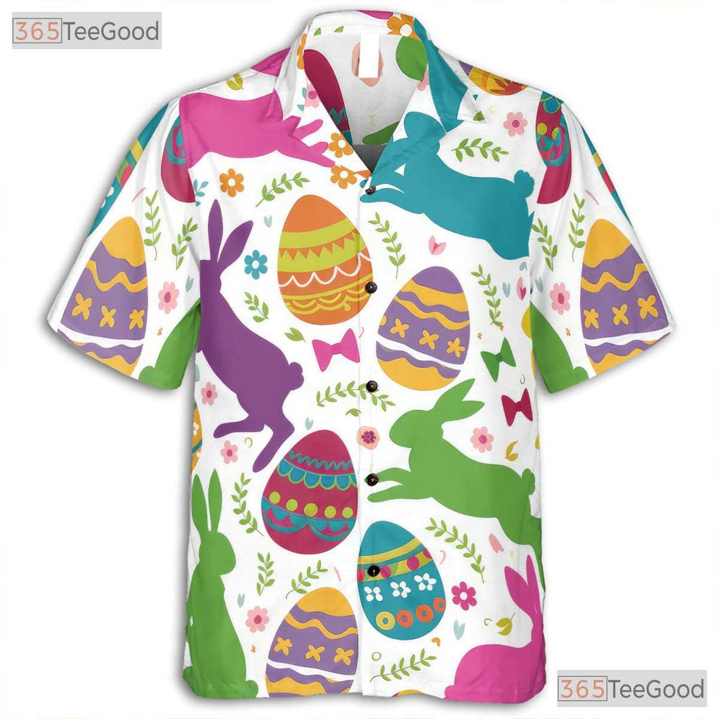 Easter Bunny & Eggs Hawaiian Shirt - Colorful Spring Holiday Wear for Men